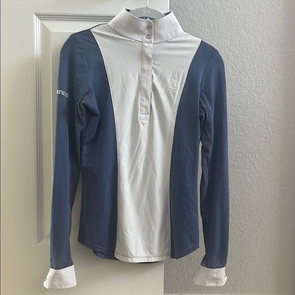 Romf Blue and White Shirt women’s equestrian show shirt